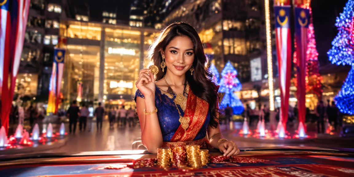 Pemandangan kasino mood malam di Kuala Lumpur dengan cahaya vibrant